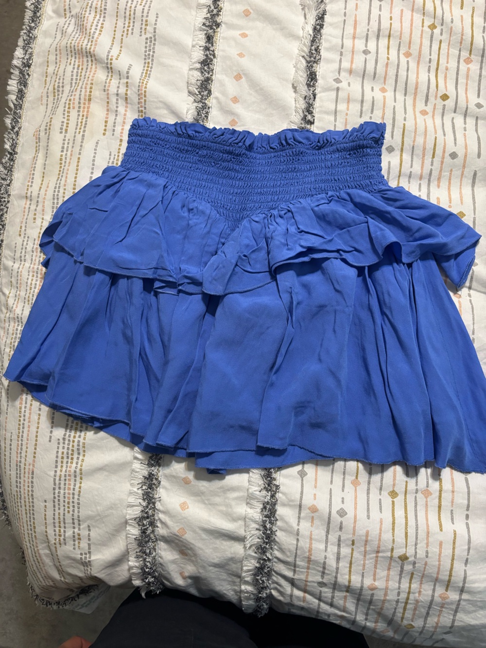 Blue Ruffled Mini Skirt